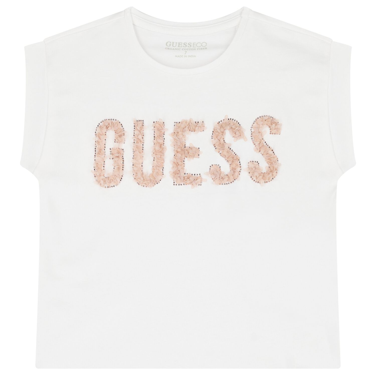 Girls White Cotton Logo T-Shirt, 1, hi-res image number null