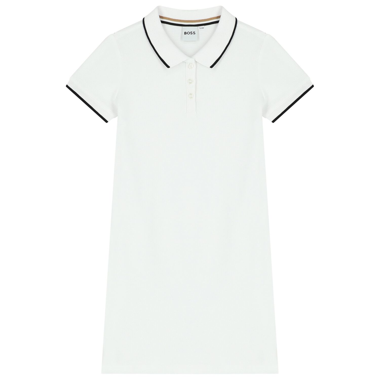 Girls White Logo Polo Dress, 2, hi-res