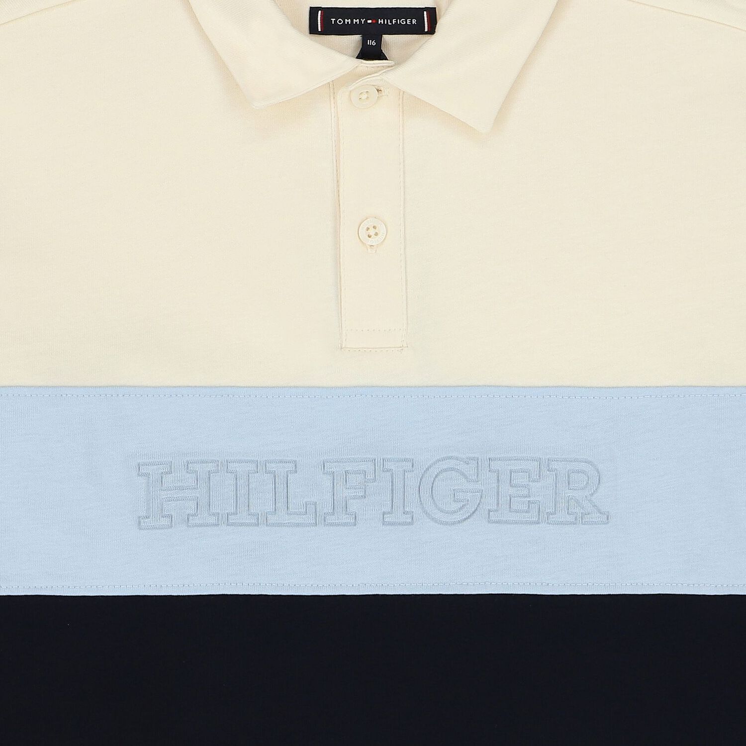 Boys Ivory & Navy Blue Logo Polo Shirt, 1, hi-res