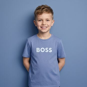 Boys Mini Me Blue Logo T-Shirt