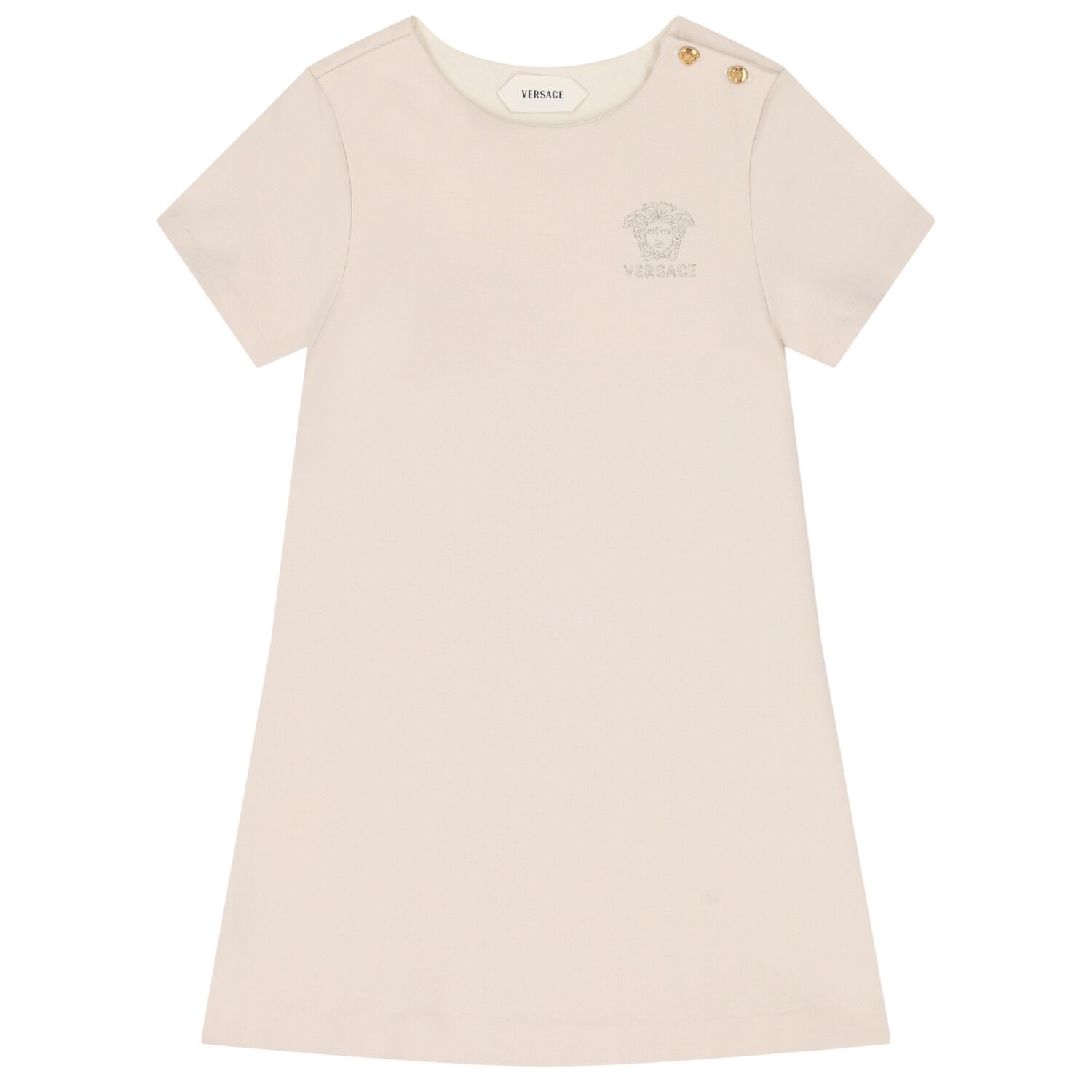Girls Beige Medusa Logo Dress, 1, hi-res