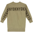 Girls Green Logo Sweatshirt Dress, 2, hi-res