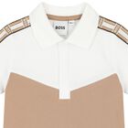 Baby Boys White & Beige Logo Polo Shirt, 1, hi-res
