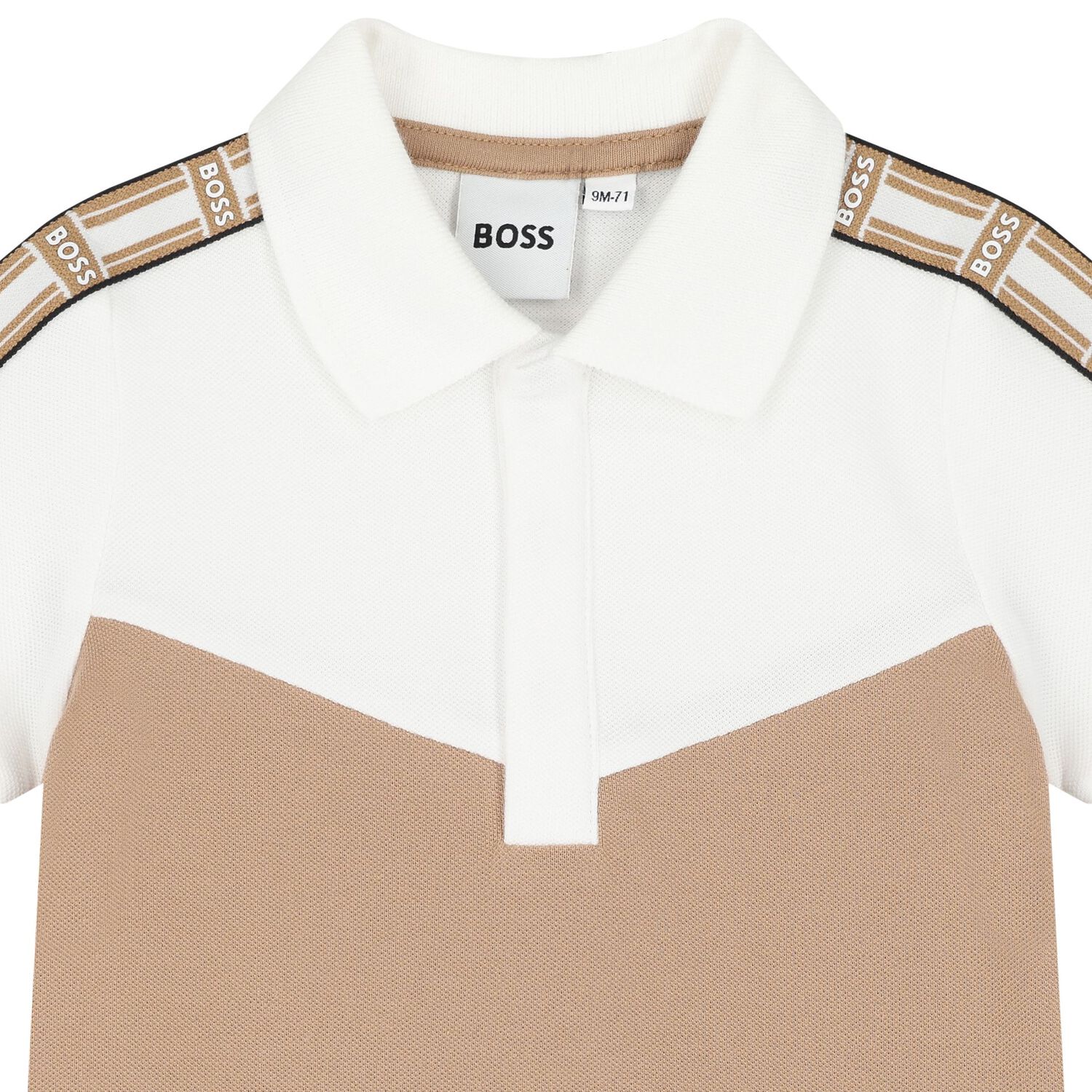 Baby Boys White & Beige Logo Polo Shirt, 1, hi-res