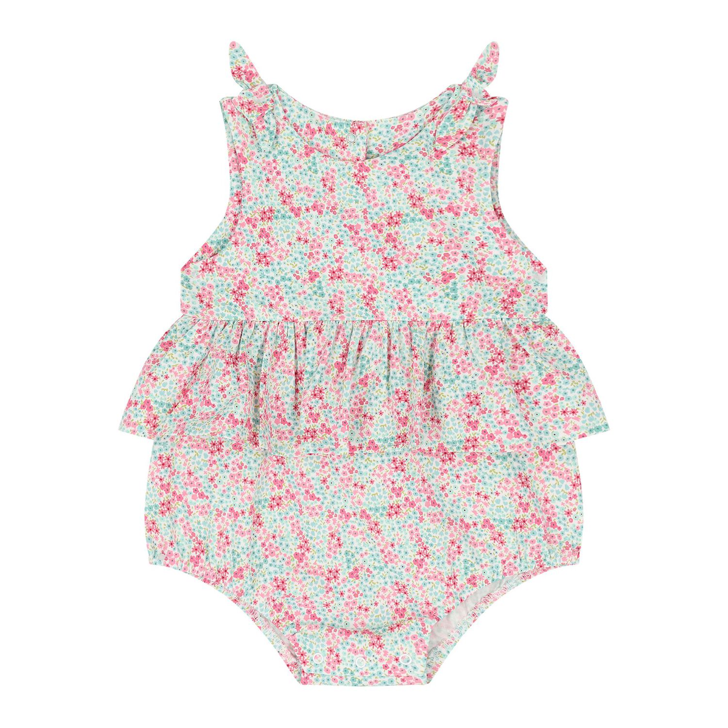 Baby Girls Pink & Green Floral Bodysuit Set, 2, hi-res