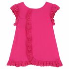 Girls Pink Cotton Dress, 1, hi-res