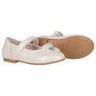 Girls Ivory Diamante Flower Shoes, 1, hi-res