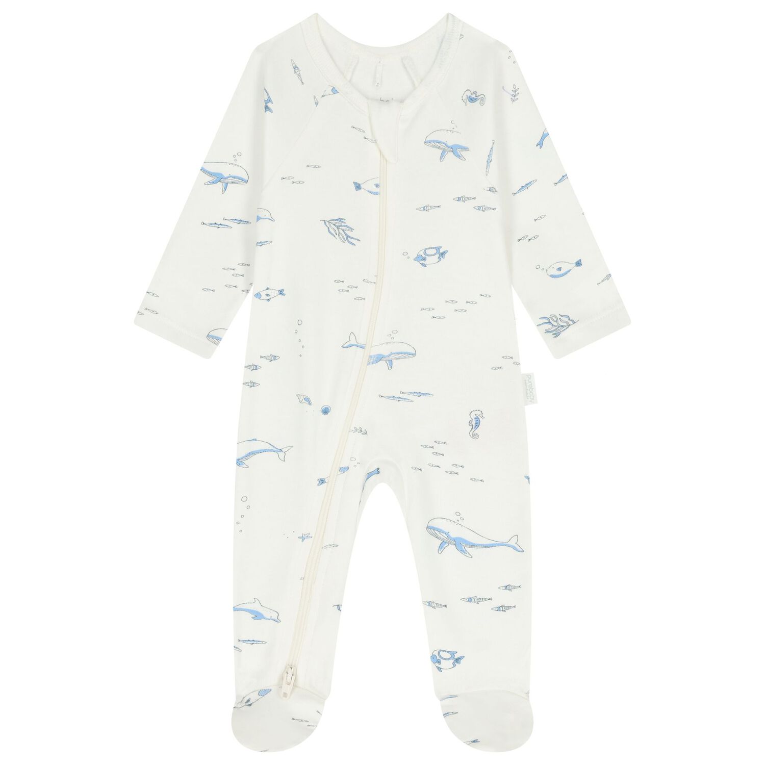 Baby Boys White & Blue Babygrows ( 4 Pack ), 5, hi-res