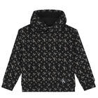 Boys Black Logo Hooded Sweatshirt, 2, hi-res