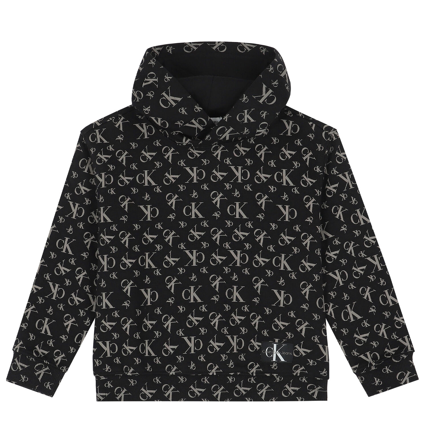 Boys Black Logo Hooded Sweatshirt, 2, hi-res