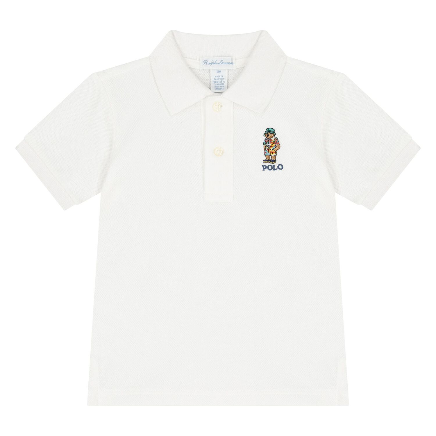Baby Boys White & Blue Polo Bear Shorts Set, 1, hi-res