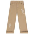 Boys Beige Tiger Trousers, 1, hi-res