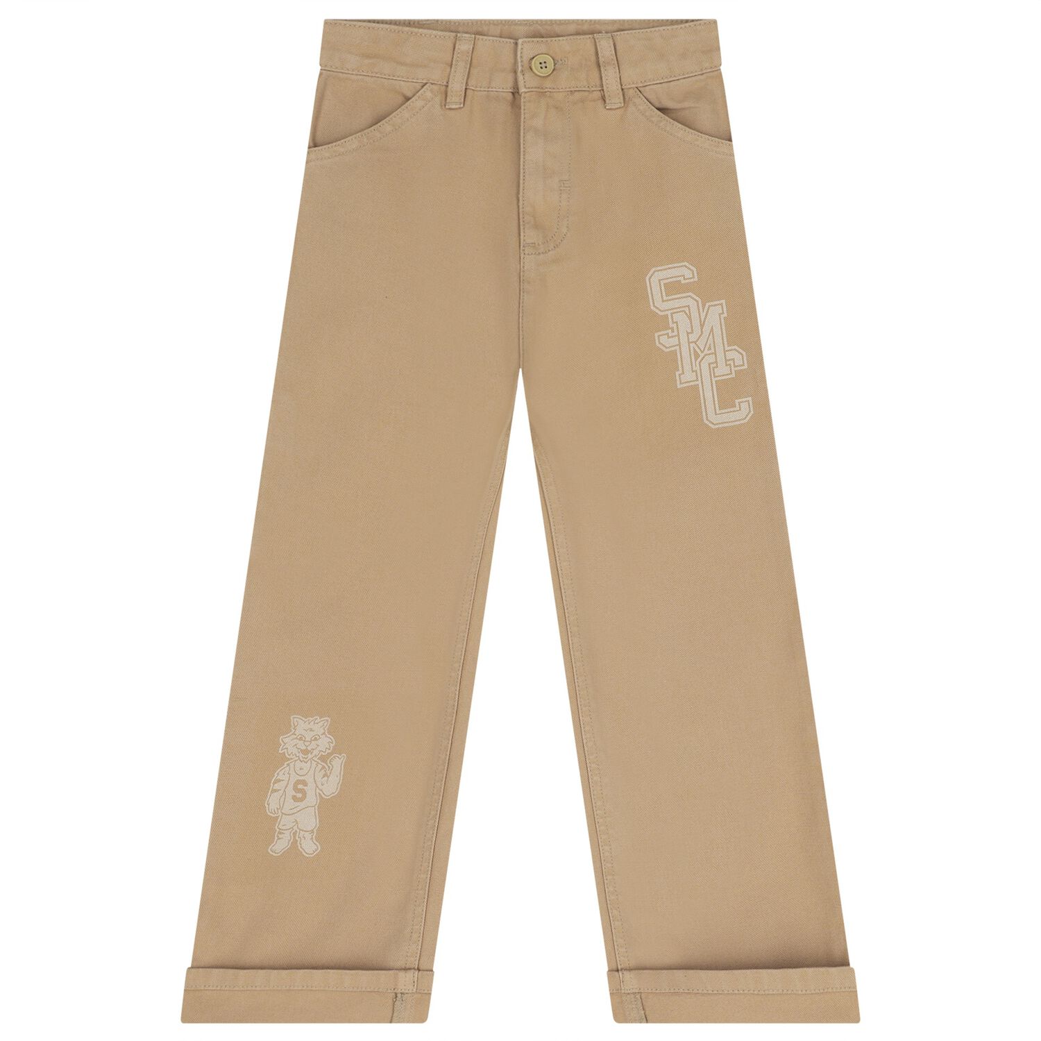Boys Beige Tiger Trousers, 1, hi-res