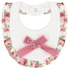 Baby Girls Ivory & Pink Floral Bib, 1, hi-res