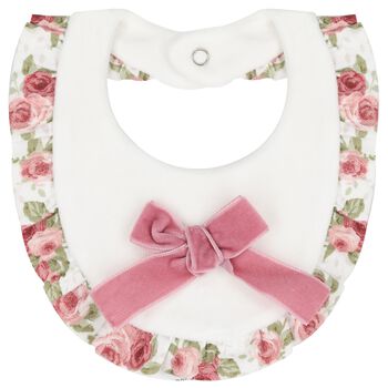 Baby Girls Ivory & Pink Floral Bib
