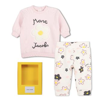 Younger Girls Pink & Ivory Daisy Logo Leggings Set