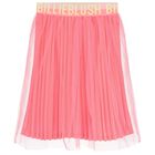 Girls Pink Logo Tulle Skirt, 1, hi-res