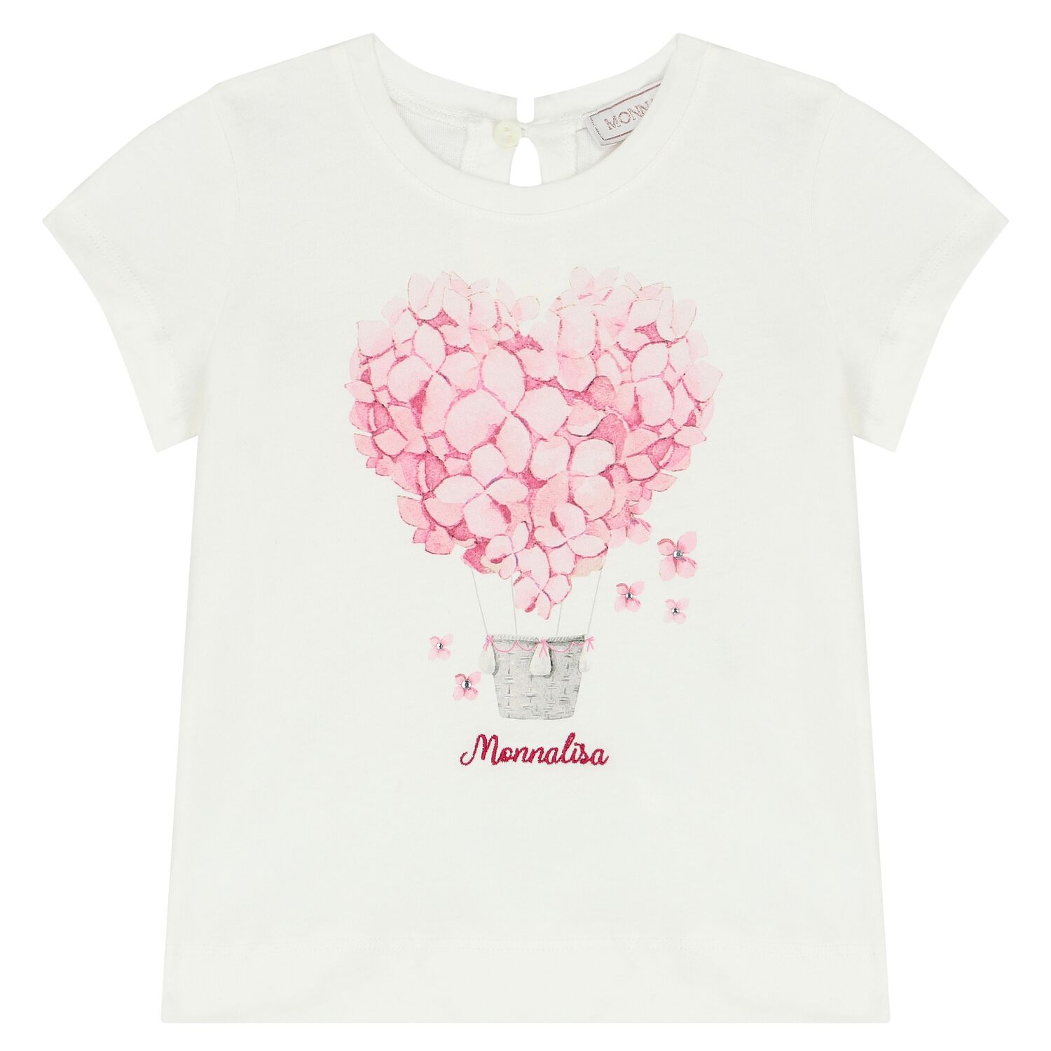 Younger Girls Ivory Diamante Logo T-Shirt, 1, hi-res image number null
