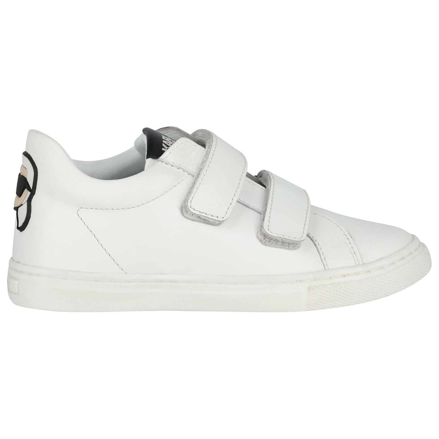 Boys White Ikonik Karl Logo Trainers, 1, hi-res