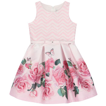 Girls Pink & White Floral Dress
