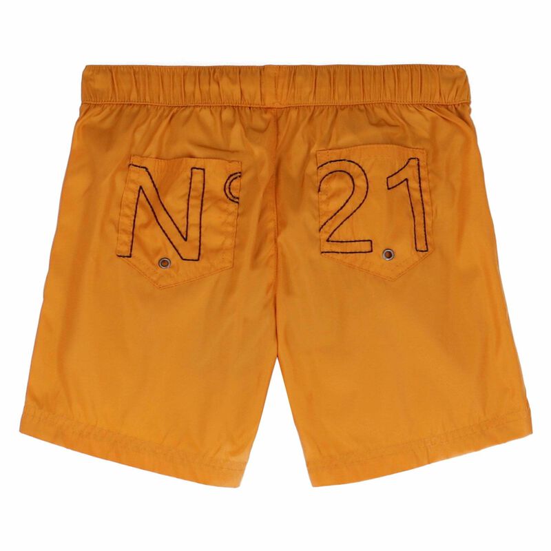 Boys Orange Logo Swim Shorts, 1, hi-res image number null