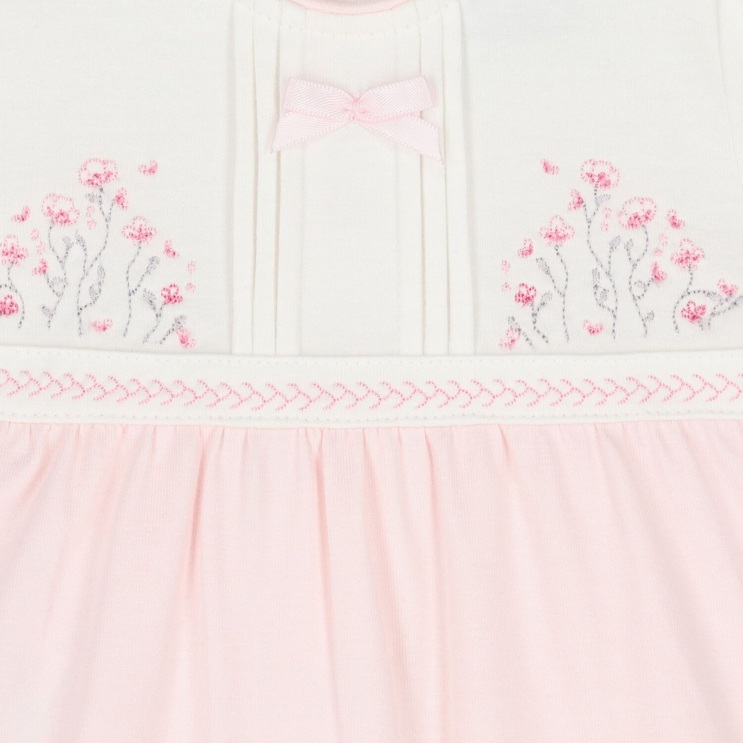 Baby Girls White & Pink Floral Romper, 1, hi-res