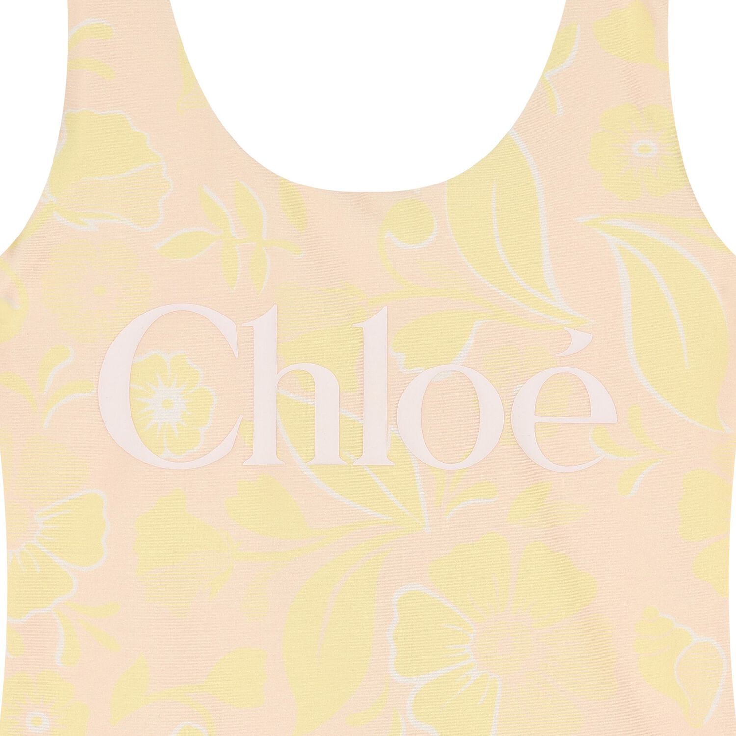 Girls Pink & Yellow Floral Swimsuit, 1, hi-res
