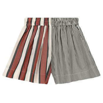 Girls Black, Ivory & Orange Striped Shorts