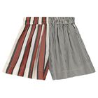 Girls Black, Ivory & Orange Striped Shorts, 1, hi-res