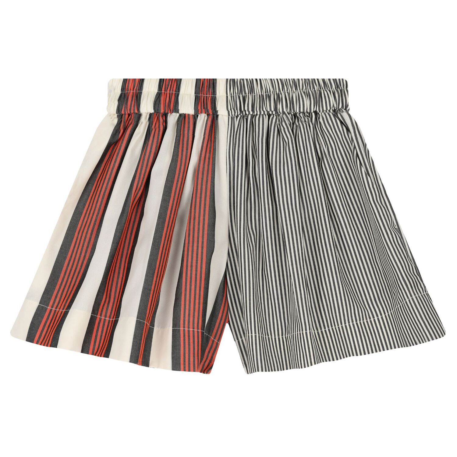Girls Black, Ivory & Orange Striped Shorts, 1, hi-res image number null