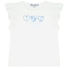 Girls White Hearts T-Shirt, 1, hi-res