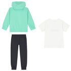 Boys Green & White Tracksuit Set, 2, hi-res