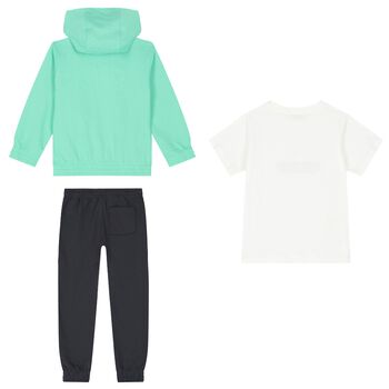 Boys Green & White Tracksuit Set