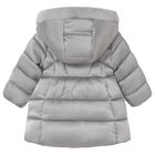 Younger Girls Grey Hooded Puffer Coat, 2, hi-res
