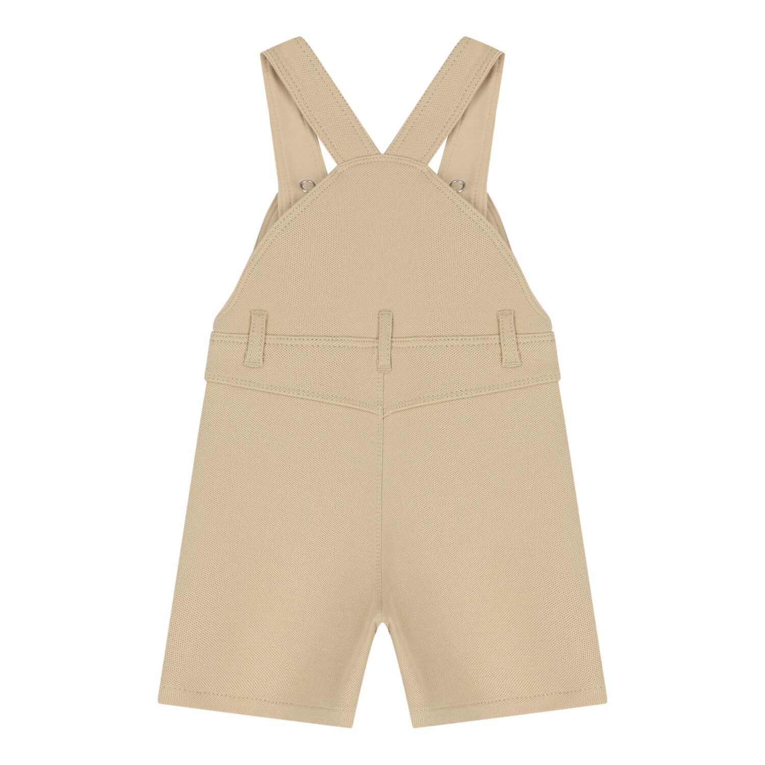 Baby Boys Beige & White Logo Dungaree Set, 2, hi-res
