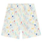 Boys White Logo Swim Shorts, 1, hi-res