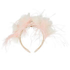 Girls Ivory Floral & Feather Headband, 1, hi-res