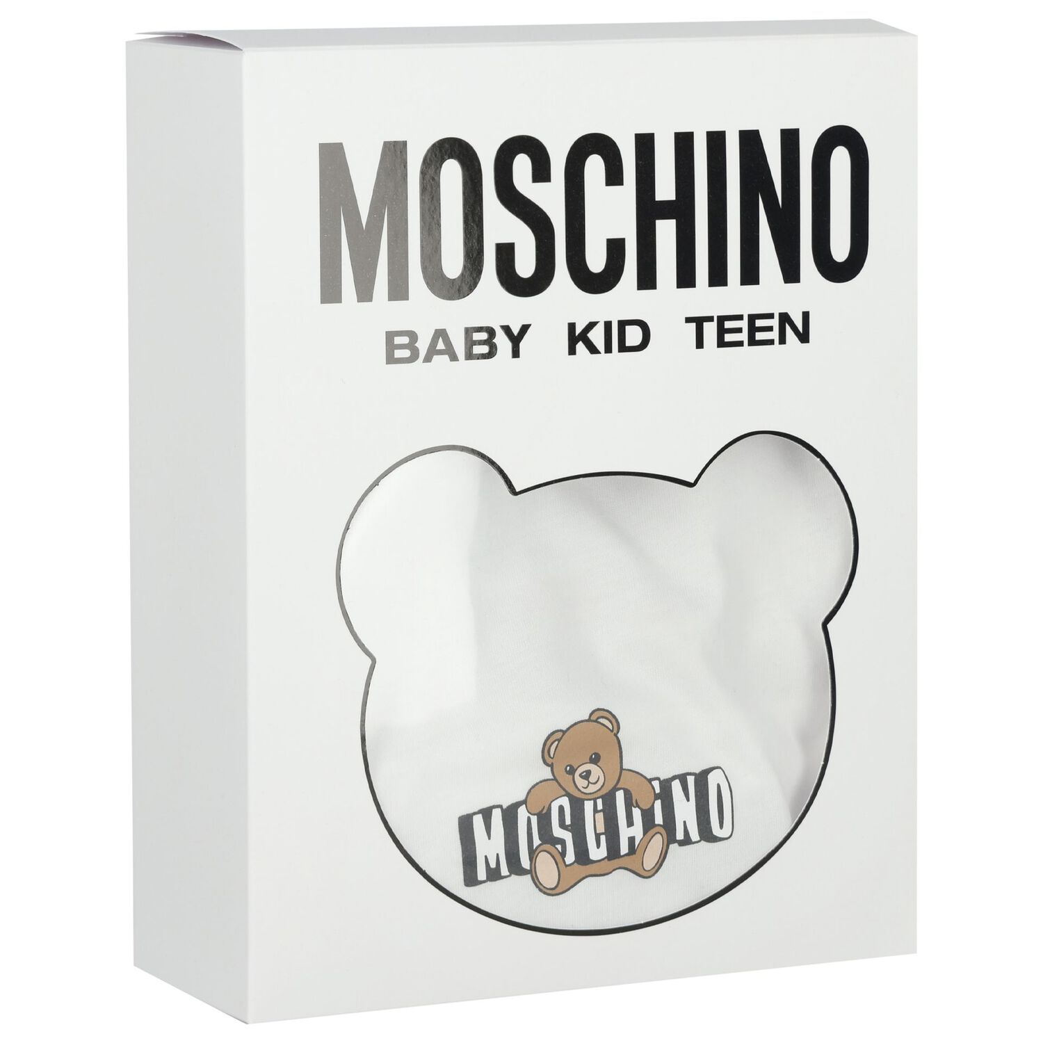 White Teddy Bear Logo Babygrow Gift Set, 1, hi-res