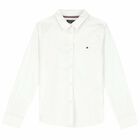 Girls White Cotton Logo Blouse, 1, hi-res