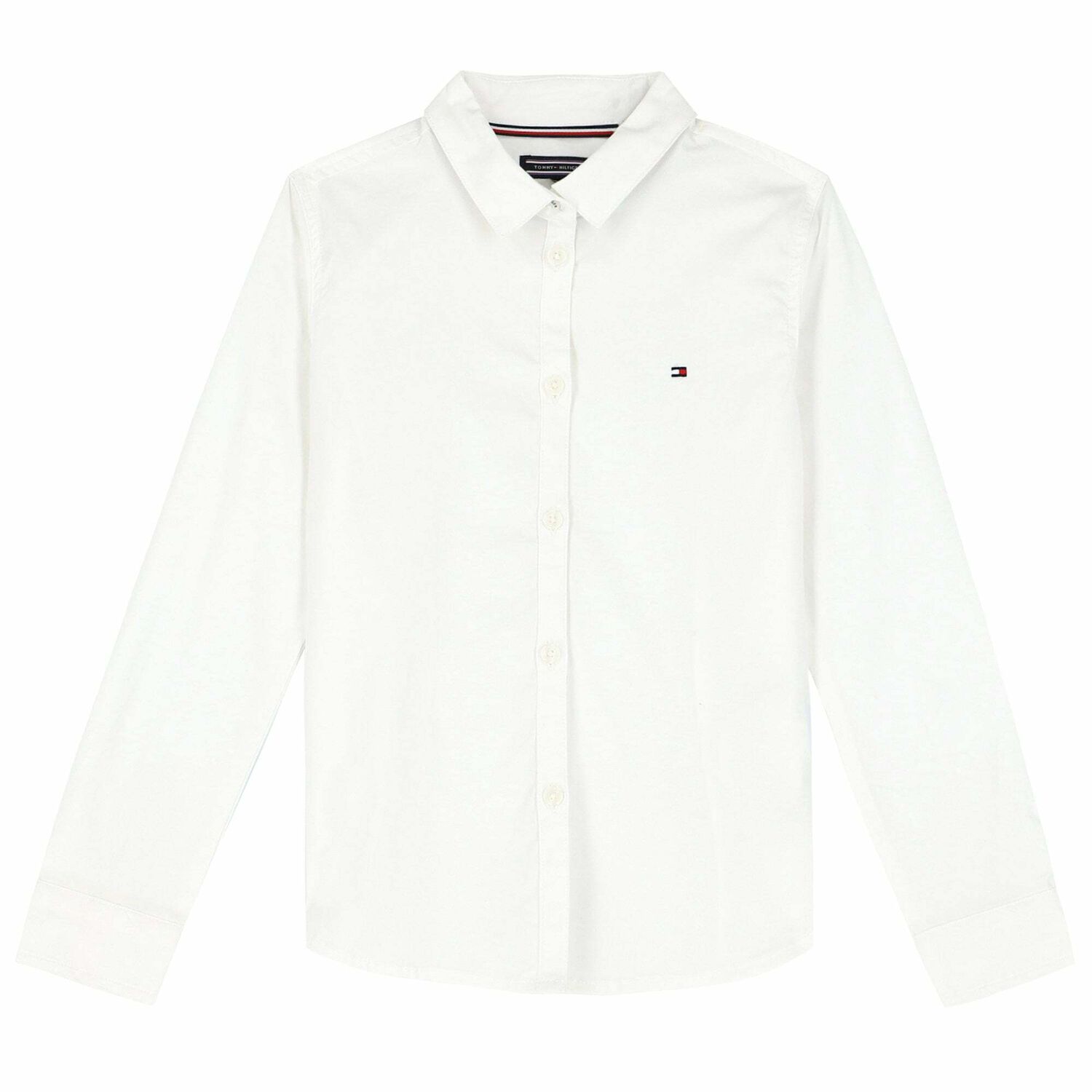 Girls White Cotton Logo Blouse, 1, hi-res