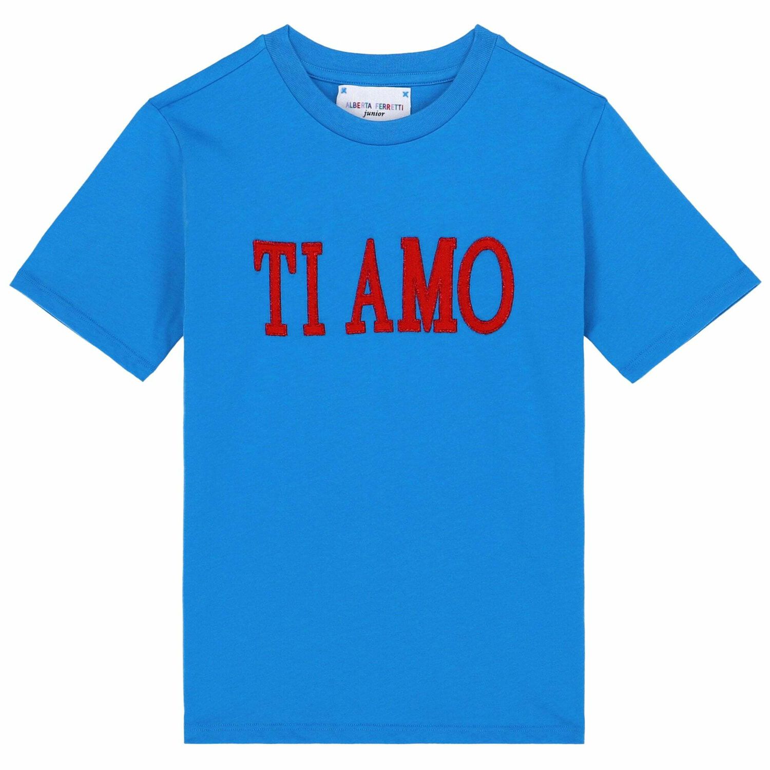 Girls Blue Embroidered Jersey T-Shirt, 1, hi-res