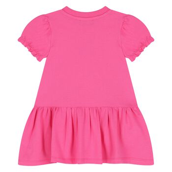 Younger Girls Pink Teddy Bear Logo Dress