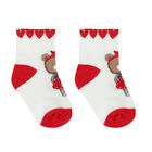 Baby Girls White & Red Teddy Socks ( 4-Pack ), 1, hi-res