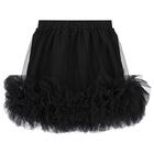 Girls Black Tulle Ruffle Skirt, 1, hi-res