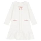 Girls Ivory Grosgrain Bow Dress, 1, hi-res