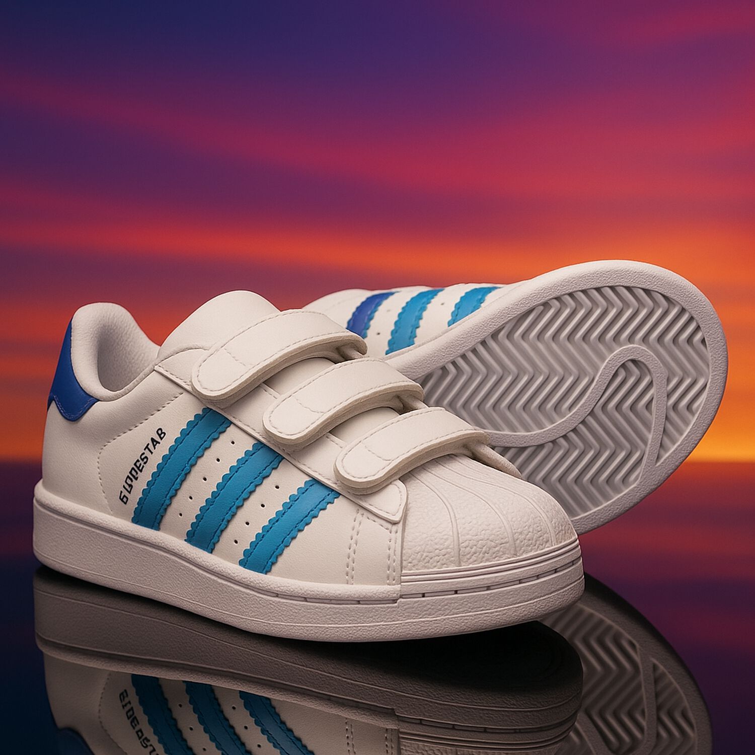 White & Blue Superstar CF Trainers, 1, hi-res