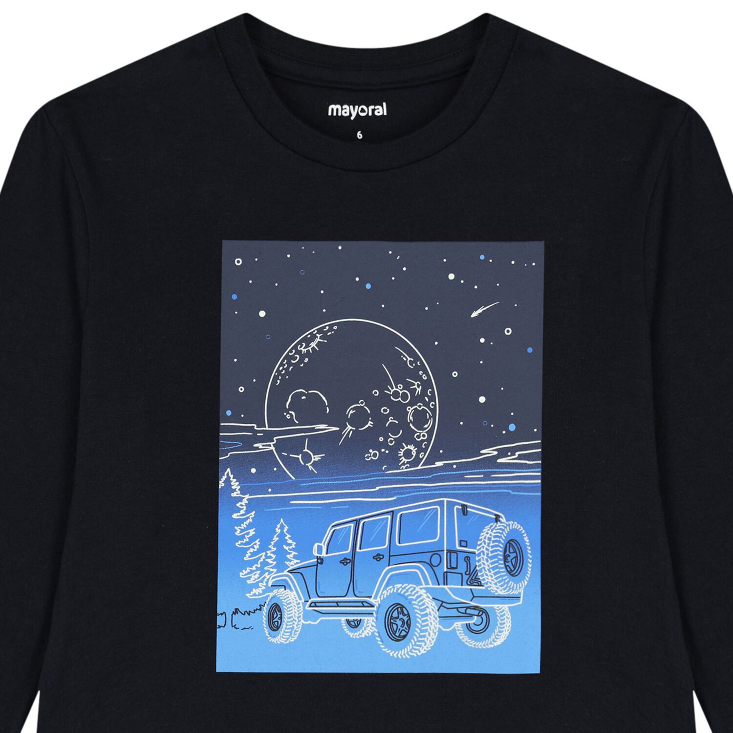 Boys Navy Blue Glow in the Dark Long Sleeve Top, 1, hi-res