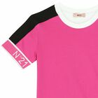 Girls Pink & White T-shirt, 1, hi-res