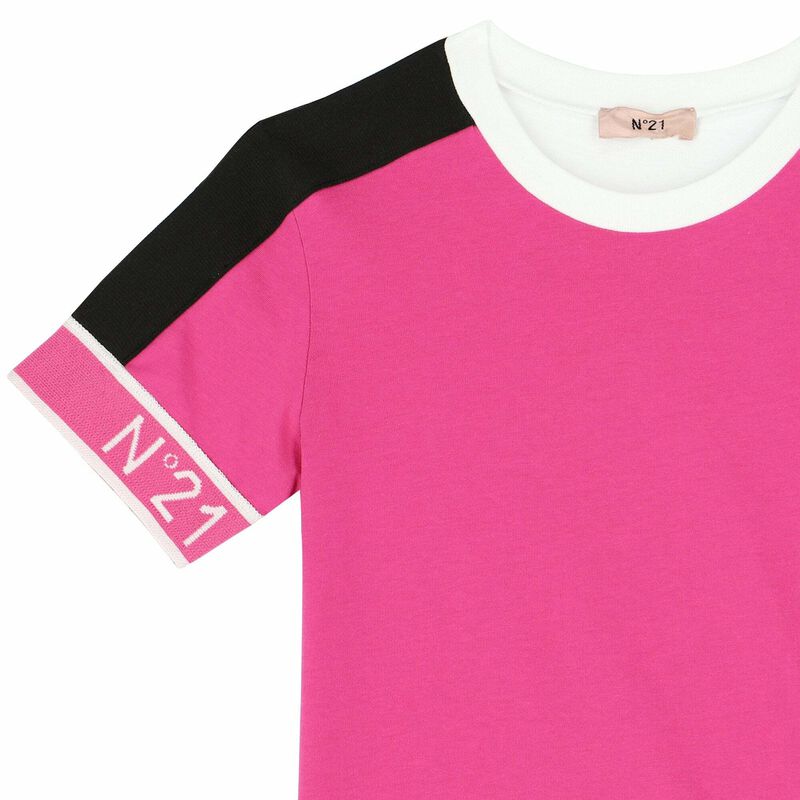 Girls Pink & White T-shirt, 1, hi-res image number null