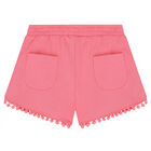 Girls Pink Cotton Jersey Shorts, 3, hi-res